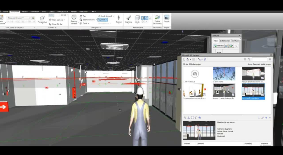 Integração entre Navisworks e BIMcollab para coordenação, comunicação e gestão de problemas em projetos BIM.