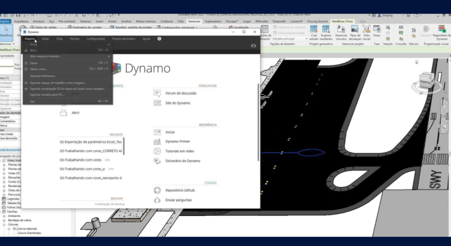 Integração entre Revit e Dynamo para automação de análises e identificação de elementos em um modelo BIM.